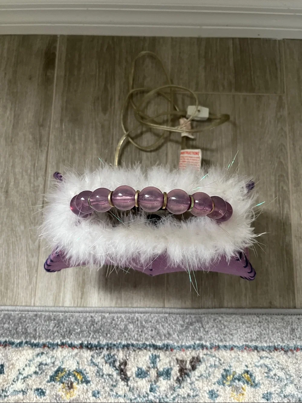 Mauve Faux-Fur Accent Table Lamp